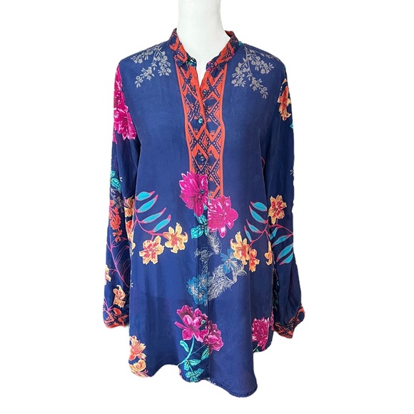 Johnny Was Tops - Johnny Was button down tunic shirt S boho